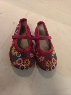 Baby Girl Unbranded Floral Embroidered Mary Jane Shoes, Pink, Size 8